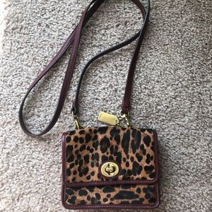 Maroon and Leopard Coach Purse